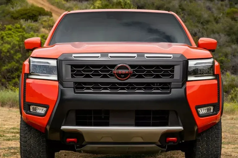 Spy shot of a camouflaged 2026 Frontier
