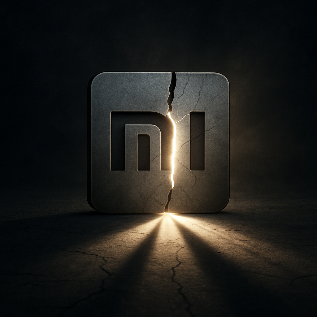 A conceptual image showing the Xiaomi logo with a cracked effect, symbolizing the current recall crisis, but with a bright light shining from behind it, suggesting a hopeful future.